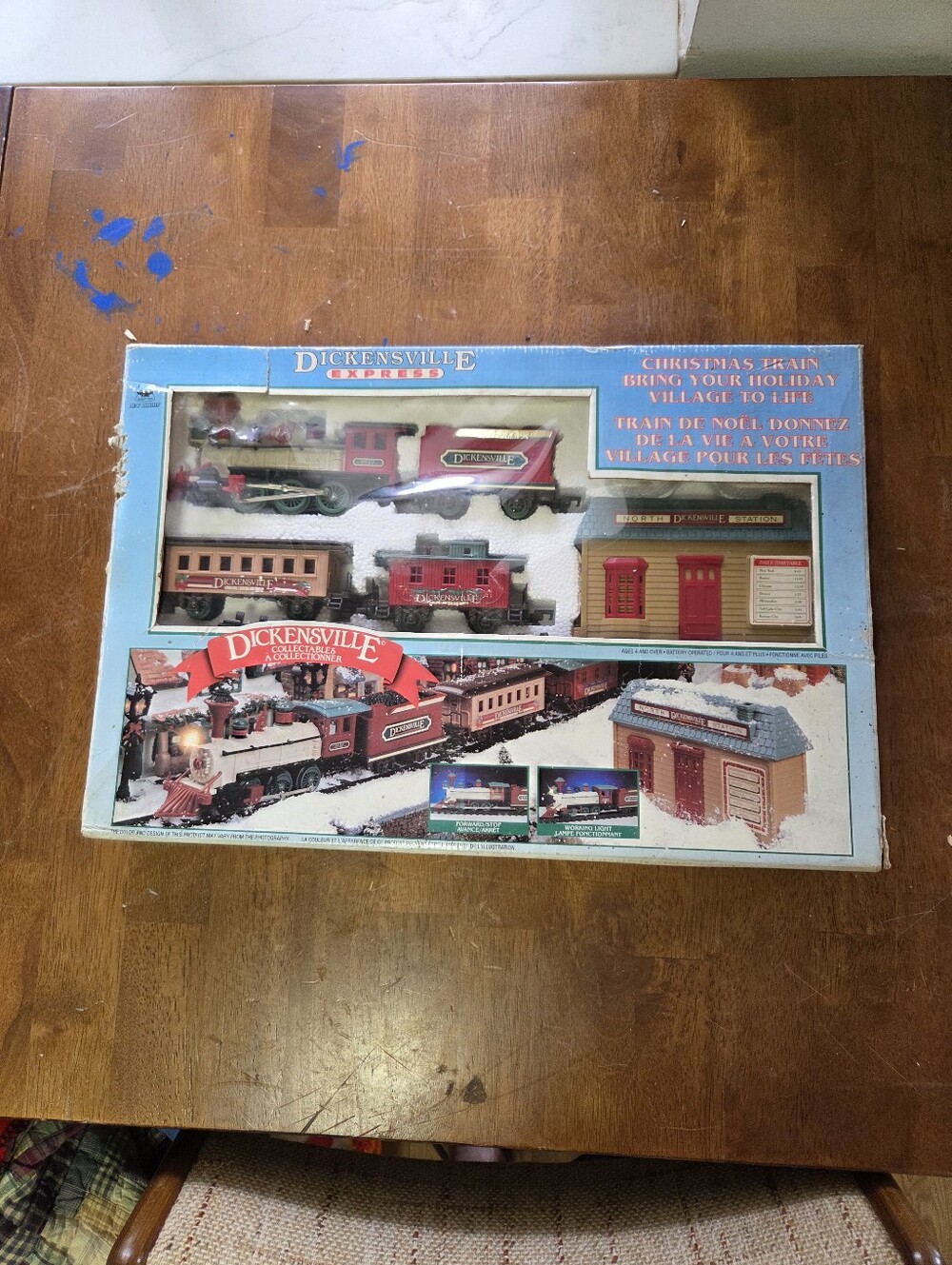 Vintage Dickensville Express Christmas Train Set - New Bright - Complete in Box